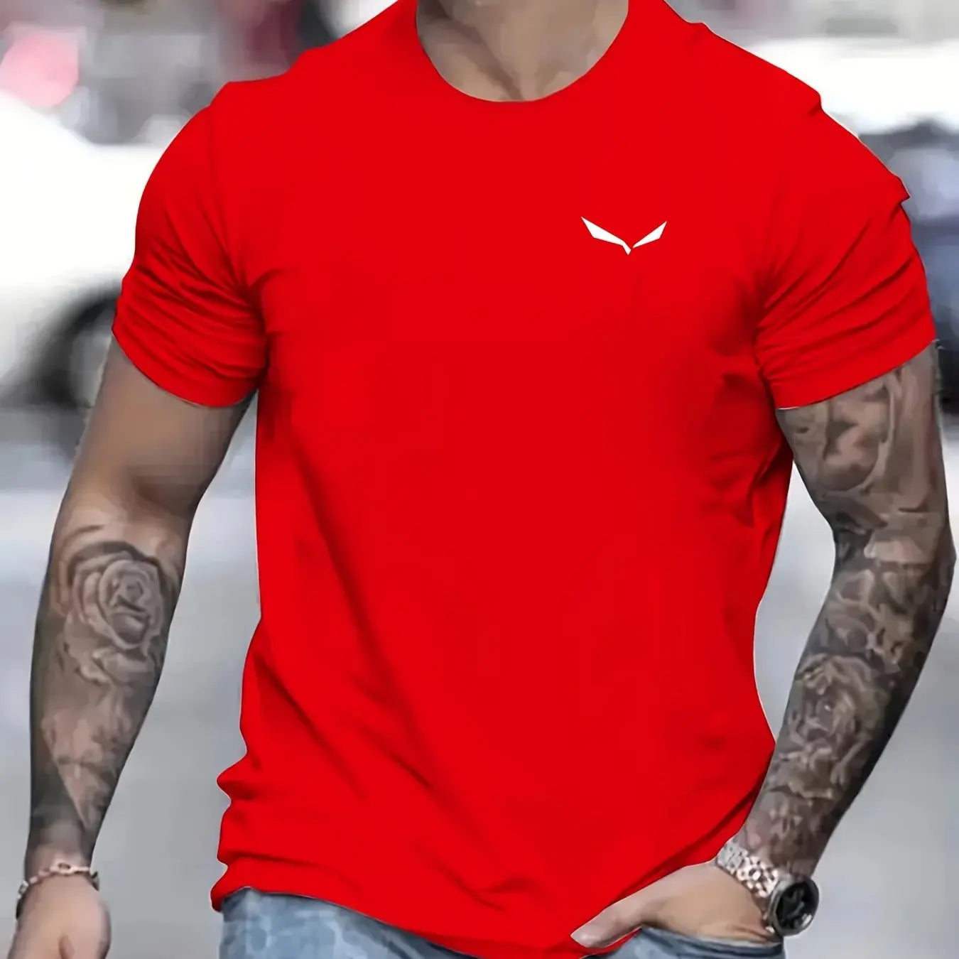 Men's Summer Loose Size 100% Cotton Bird Print Slim Fit Casual Round Neck Short Sleeve T-shirt Top - Live Store 4U