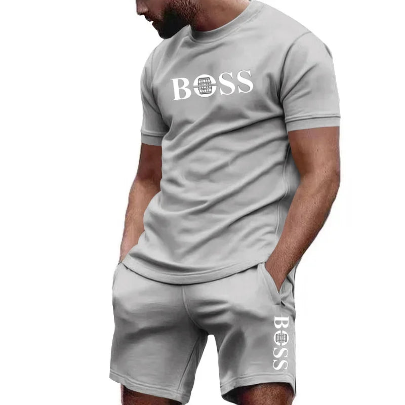 Men's two-piece sportswear, short sleeved T-shirt and pants set, running and fitness sportswear, summer 2024, big discount, 2024 - Live Store 4U