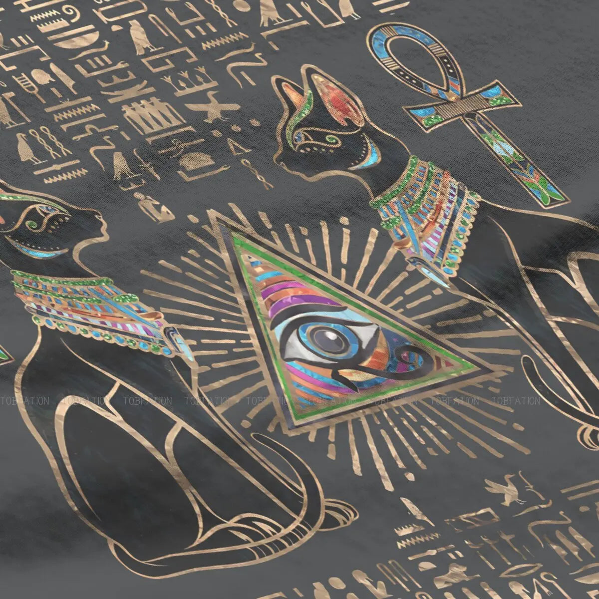 Cat Essential Women Shirts Ancient Egypt Egyptian Korean StyleT-shirt Kawaii 100% Cotton Female Clothing
