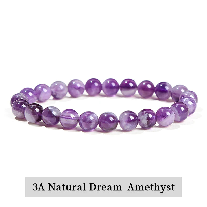 JD Natural Stone Beads Bracelet Amethyst Tiger Eye Crystal Quartz Agate Gem Beads Bangles Women Men Reiki Healling Jewelry Gift - Live Store 4U