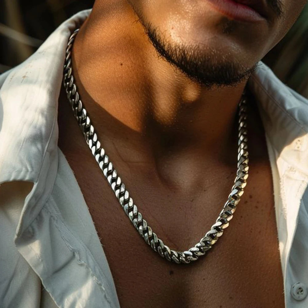 Vnox 3/5/7/9mm Thick Cuban Chain Necklaces for Men Women,Simple Miami Curb Links Collar,Waterproof Stainless Steel Unisex Chain - Live Store 4U