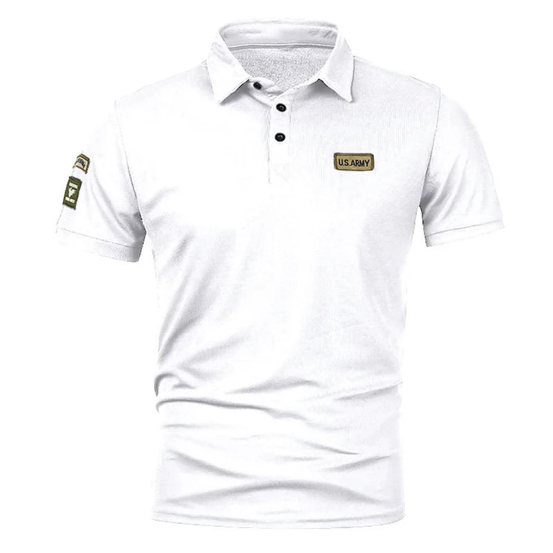 New Men Short Sleeve Tshirts Summer Breathable Embroidered Polo Shirt for Men Lightweight Solid Color Large Tops - Live Store 4U