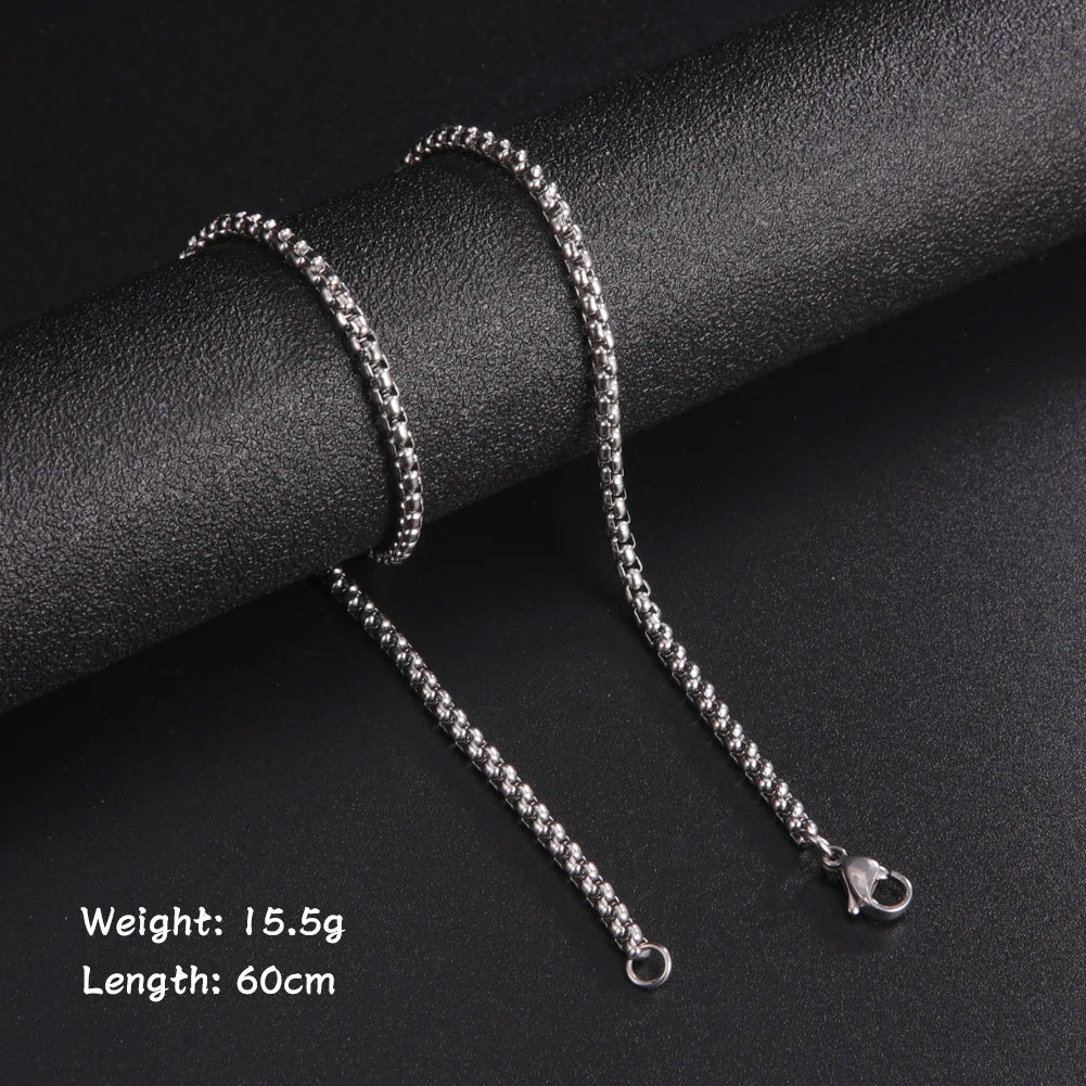 Skyrim Fashion 60cm Long Box Chain Necklace Men Stainless Steel Black Gold Color Link Chains Basic Punk Jewelry Wholesale - Live Store 4U