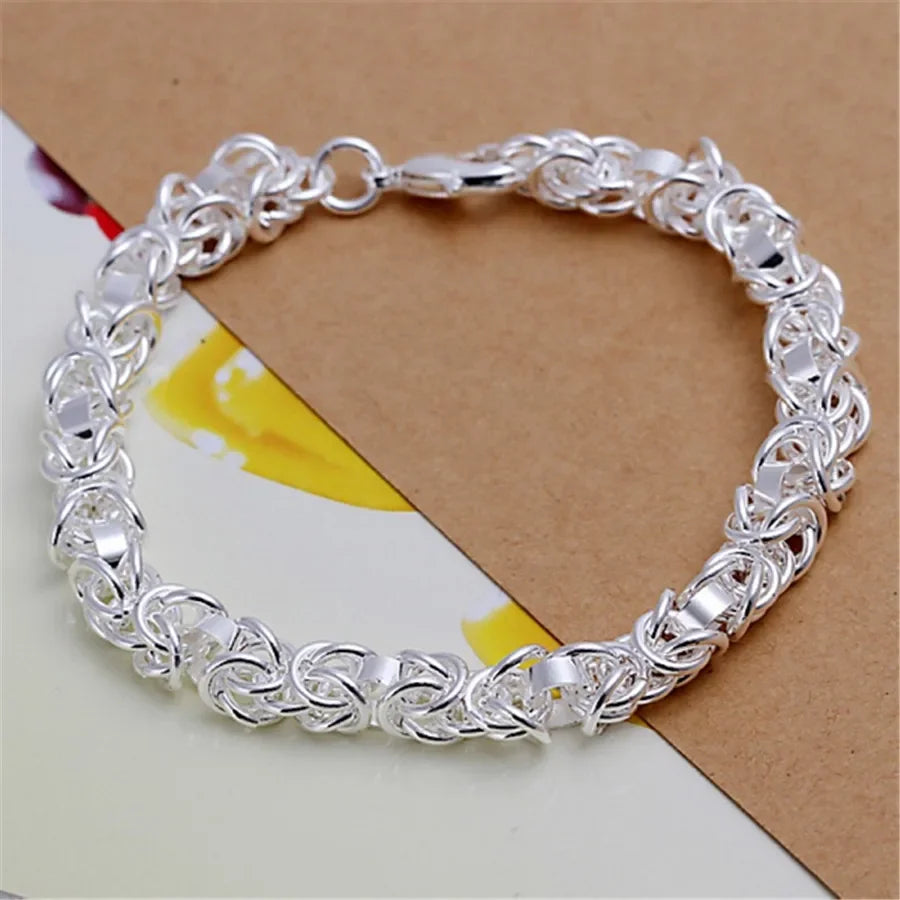 Fine 925 Sterling Silver Noble Nice Chain Solid Bracelet for Women Men Charms Party Gift Wedding Fashion Jewelry Hot Model - Live Store 4U