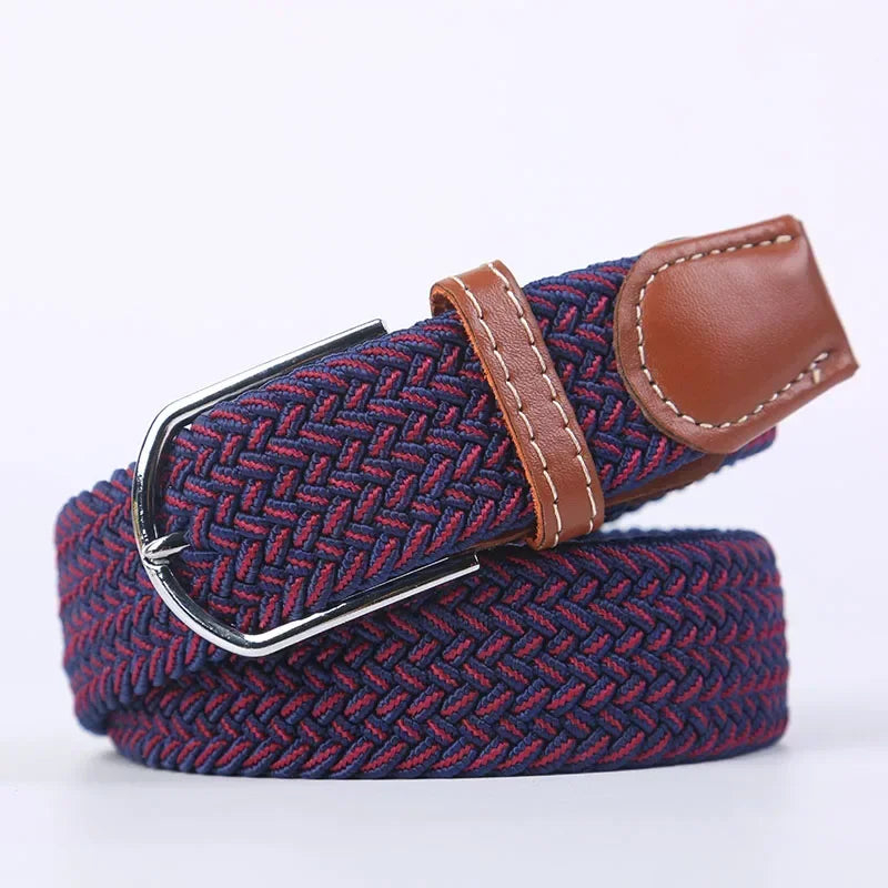 107/120/130cm UNISEX Casual Knitted Pin Buckle Women Belt Woven Canvas Elastic Expandable Braided Stretch Jeans Belts for Men - Live Store 4U