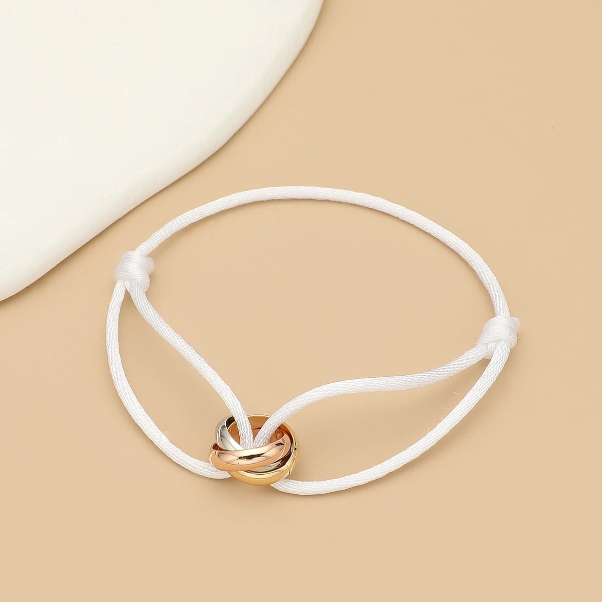 Simple Fashion Unisex Bracelet 3 Metal Round Circle Accessory Adjustable Men's Rope Bracelet for Women Jewelry Gifts - Live Store 4U