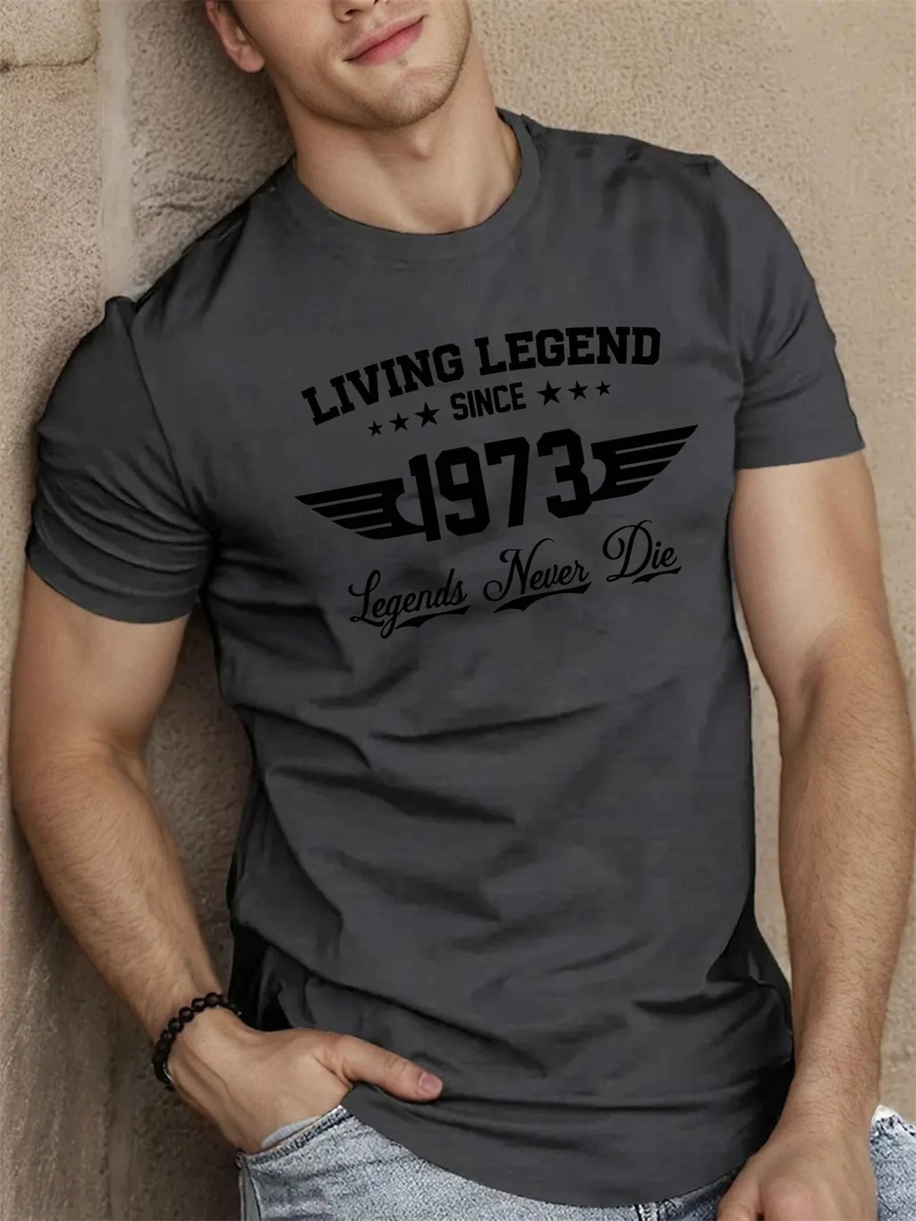 Summer men's 100 cotton casual loose plus size SINCE 1973 pattern printed sports comfortable round neck short sleeved T-shirt - Live Store 4U