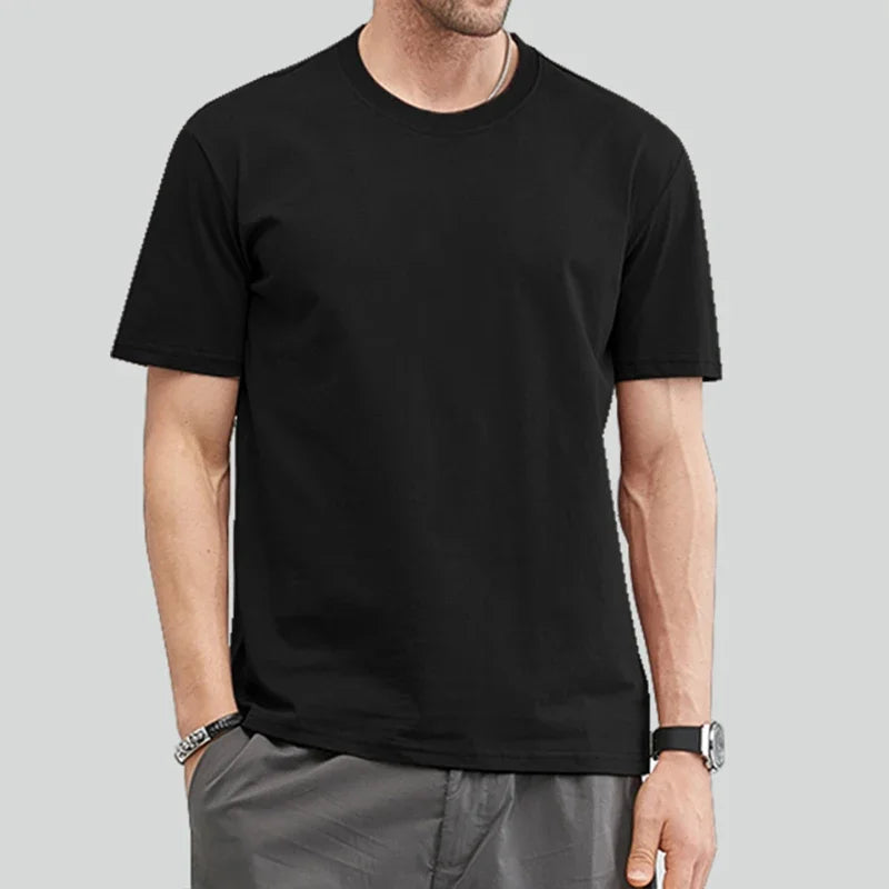 2025 Summer Cotton T-Shirt High Quality Casual Oversize Tee Men Women Short Sleeves Tee Shirt Boys Basic Solid color Sports Tops - Live Store 4U