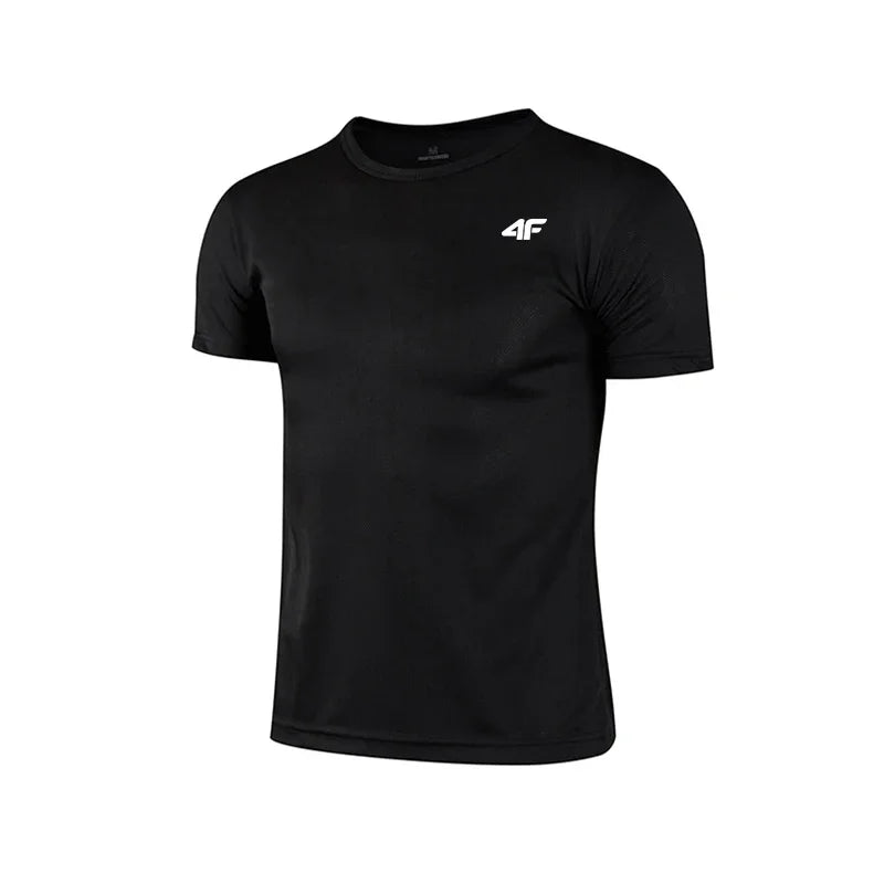 Men's Summer Exercise Trainning T-shirt High Quality Breathable Quick Dry Short Sleeved Top Marathon Gym Fitness Basketball Tees - Live Store 4U
