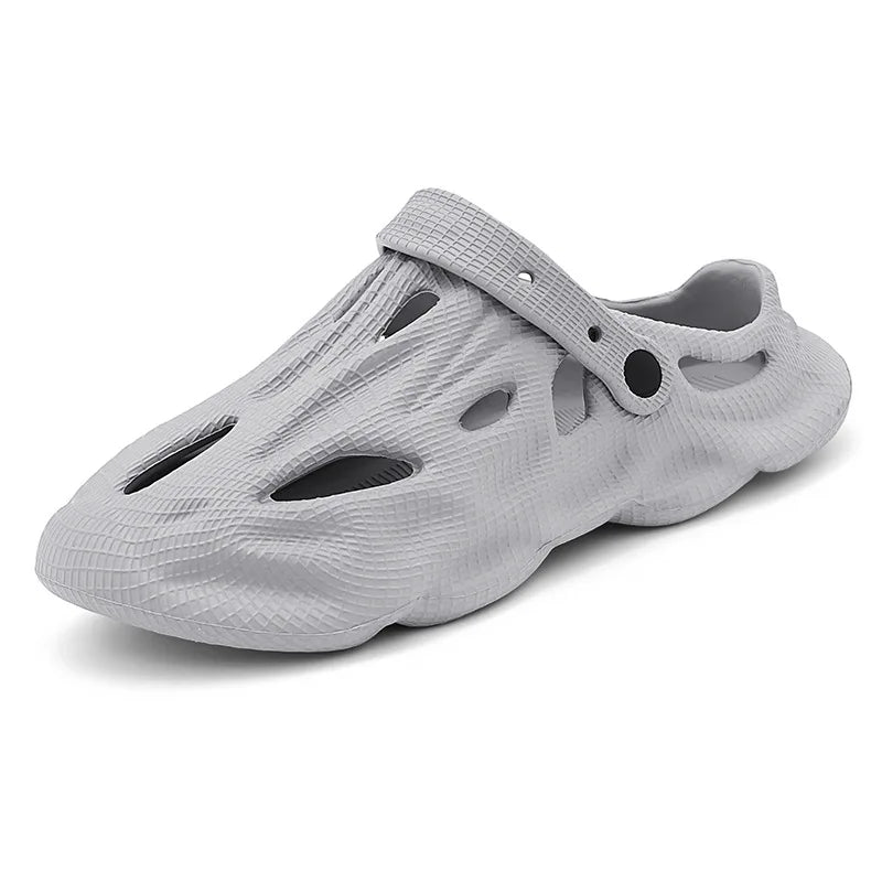 Shevalues Summer New Hollow Sandals For Men Outdoor Fashion Hole Clogs Slippers Men Non-slip Garden Shoes Soft Sole Beach Slides