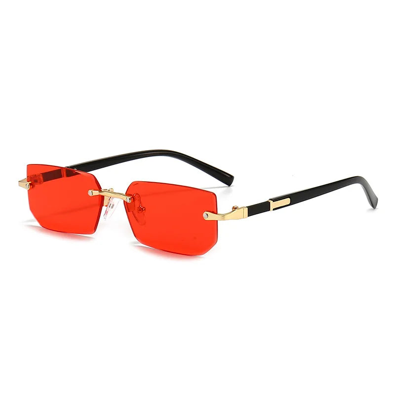 Rimless Sunglasses Rectangle Fashion Popular Women Men Shades Small Square Sun Glasses for Female Male Summer Traveling Oculos