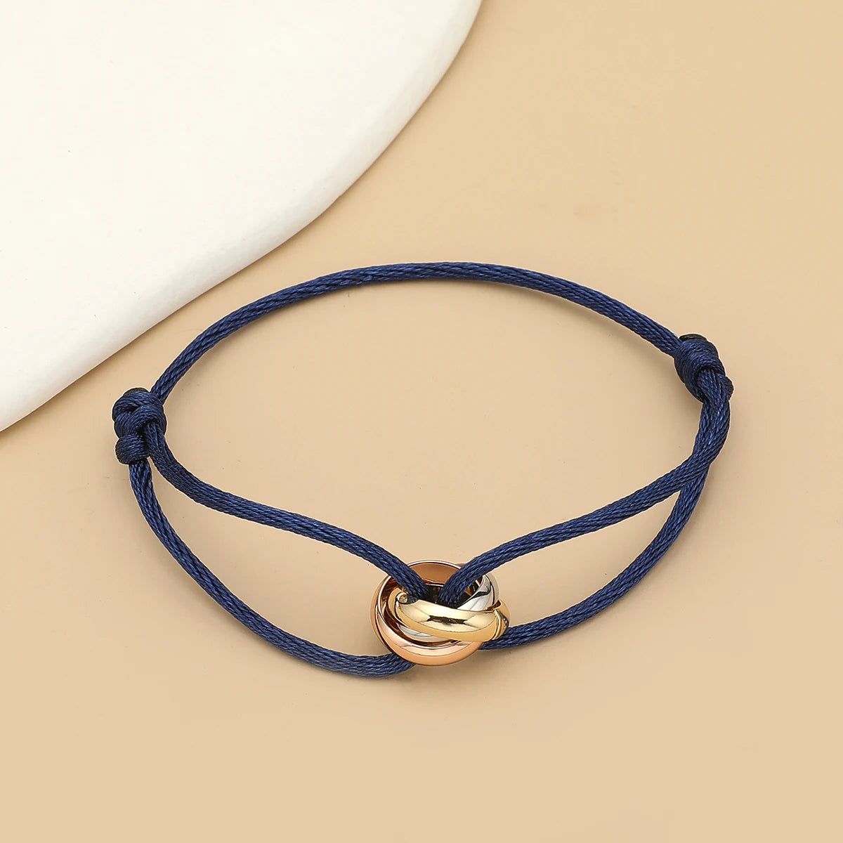 Simple Fashion Unisex Bracelet 3 Metal Round Circle Accessory Adjustable Men's Rope Bracelet for Women Jewelry Gifts - Live Store 4U