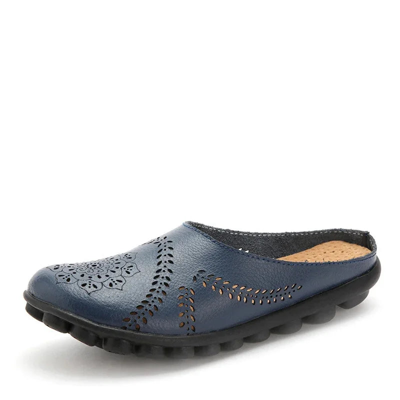 2023 Summer Shoes Woman Genuine Leather Women Flats Hollow Women's Loafers Female Solid Shoe Size 35-44 Sneakers Shoes