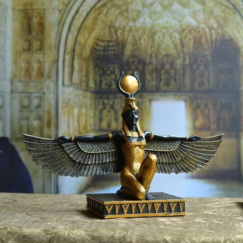 Ancient Egypt Pyramid Obelisk Statue,Isis God Figurines Egyptian Magic Marriage Goddess Resin Sculpture Crafts Home Decortion