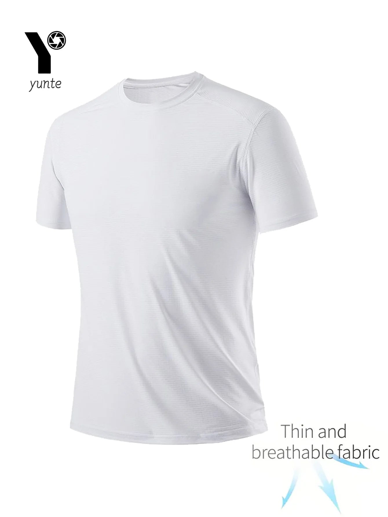 Round Neck T-Shirt 7-Piece White Ultra-Light Men's Quick-Drying Breathable Sweat-Absorbent Shirt Suitable for Fitness Gym and Ru - Live Store 4U