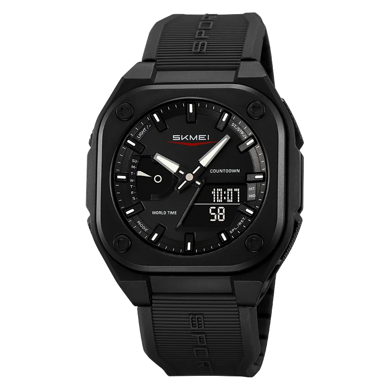 SKMEI 2328 Dual Time Electronic Movement Watch 5 Alarm Clock Daylight Saving Countdown Men's Watches Waterproof With Date Week