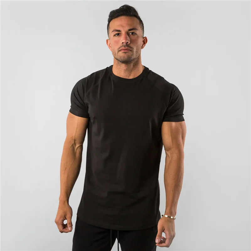 T Shirt Men Casual Short Sleeve Muscle Joggers Bodybuilding Tshirt Male Gym Fitness Tops Tee Streetwear Slim Fit Summer T-shirt - Live Store 4U