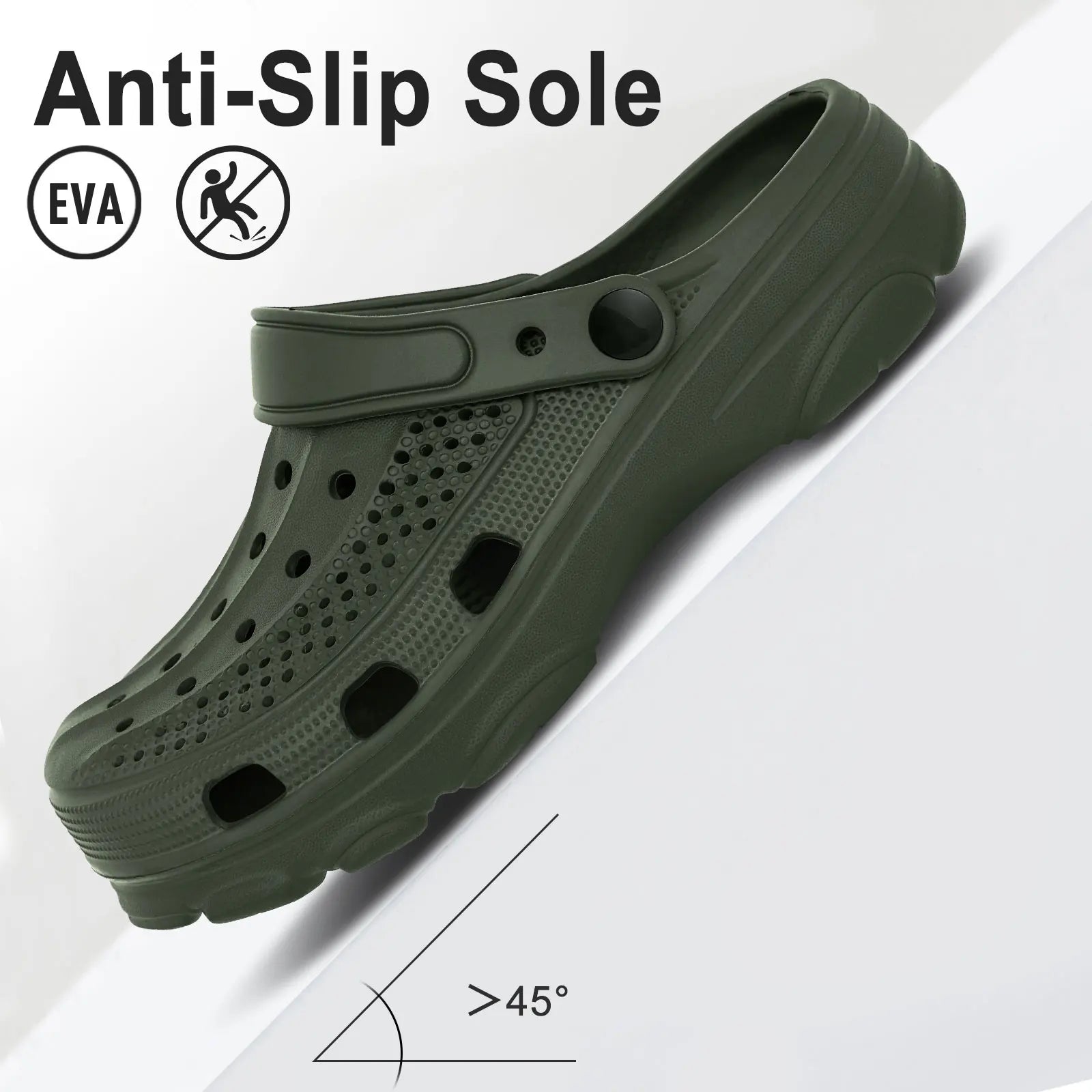 Crestar Men's Clogs Sandals Summer Holes Breathable Garden Home Sandals Fashion Outdoor Antiskid Sole Beach Slides Solid Color