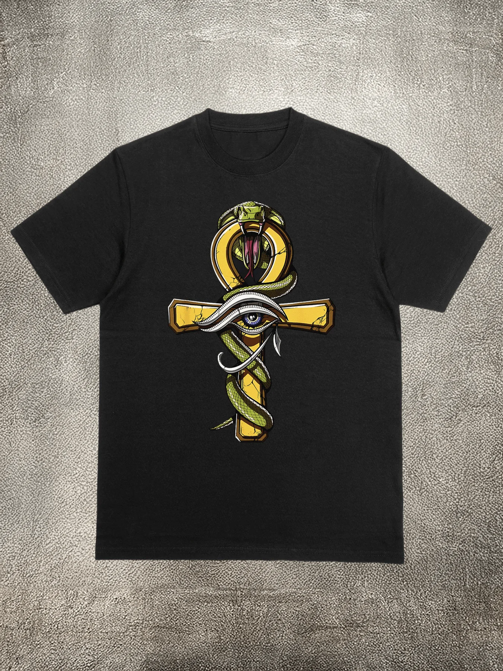 Ancient Egyptian Elements Pattern Black Cotton 200g Men's T - Shirt, Soft and Comfortable, Ideal for Daily Summer Wear