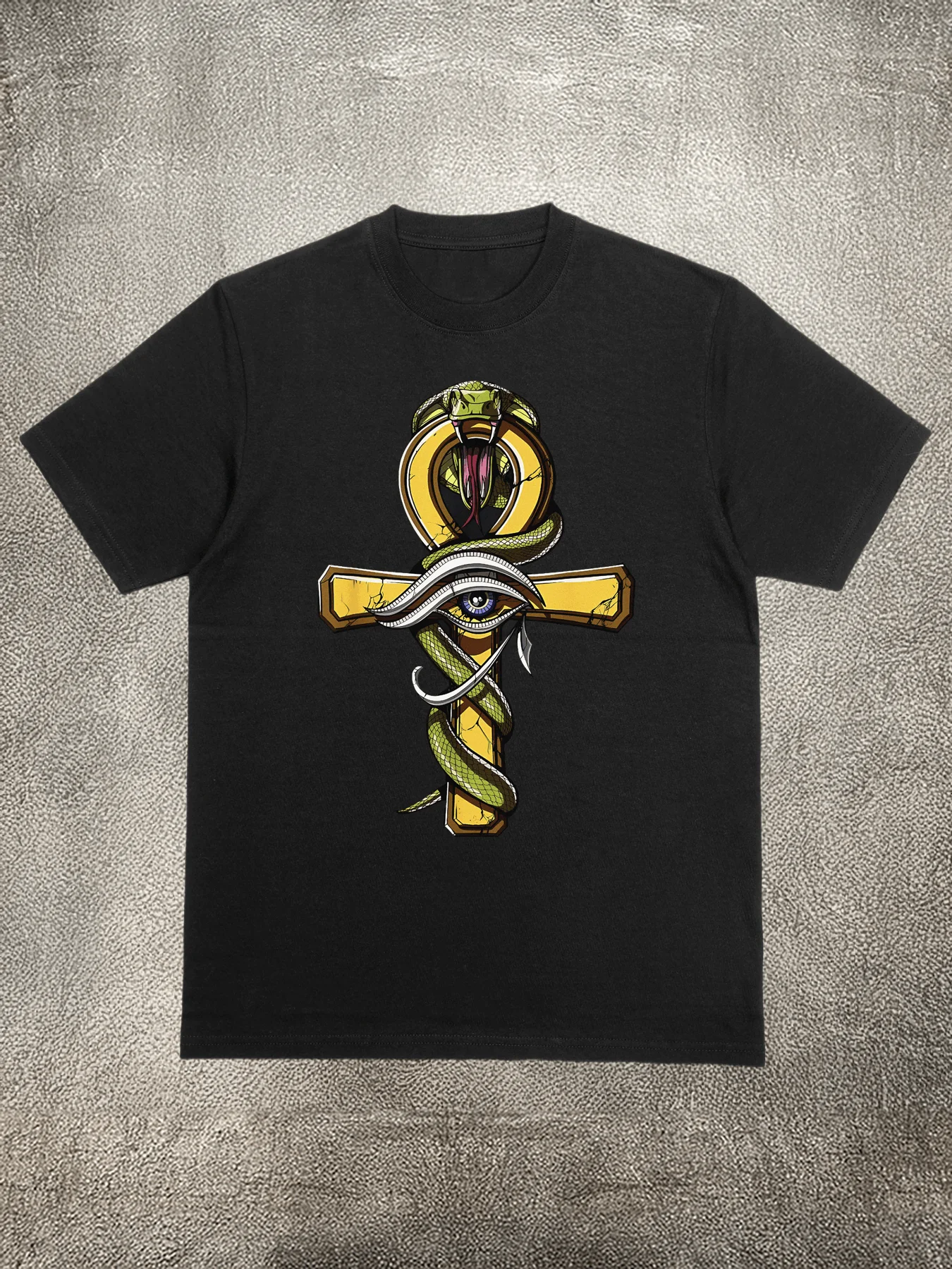 Ancient Egyptian Elements Pattern Black Cotton 200g Men's T - Shirt, Soft and Comfortable, Ideal for Daily Summer Wear