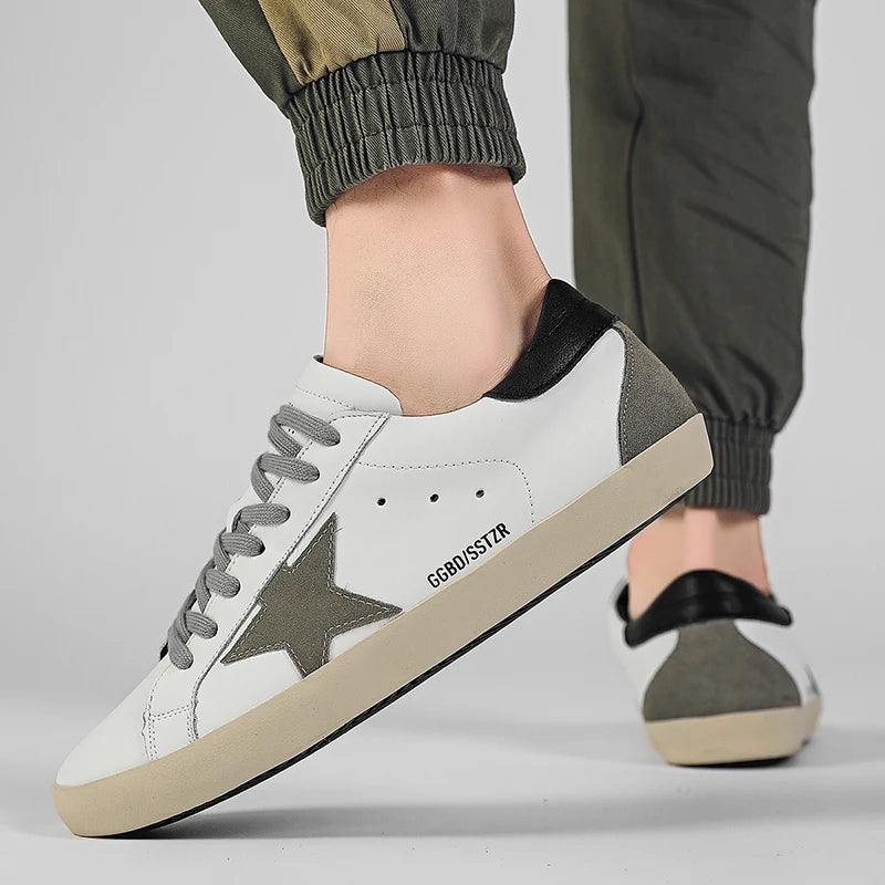 Comfortable Fashion Classic Spring Height-Increasing Two-Layer Cowhide Casual Couple Men's TrendSneakers35-44High-Quality Summer