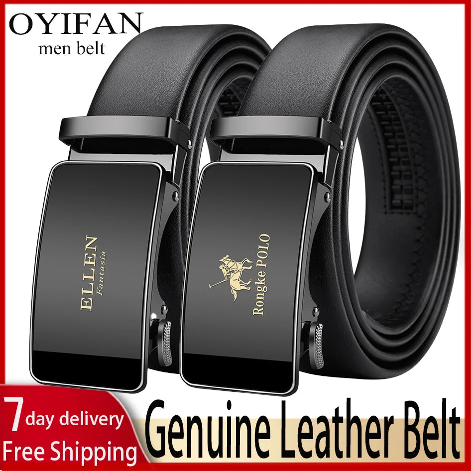 OYIFAN Men Belt Genuine Leather belt for men Alloy buckle ratchet belts Men Designer Belt Automatic belts 벨트 - Live Store 4U