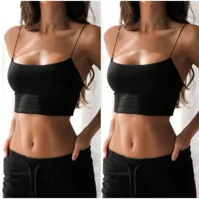 Hot Sale!Women Summer Camisole Crop Tops Sleeveless Slim Sling T-shirt Black White Bottoming Tanks Bra Underwear Vest Tops - Live Store 4U