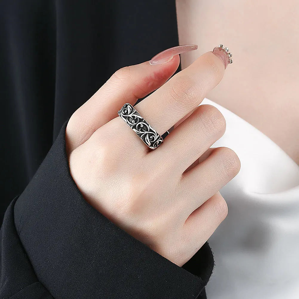 Retro Eternal Vine Ring Silver Color Punk Gothic Vintage Open Ring For Men Women Handmade Designer Jewelry Unisex Accessories - Live Store 4U