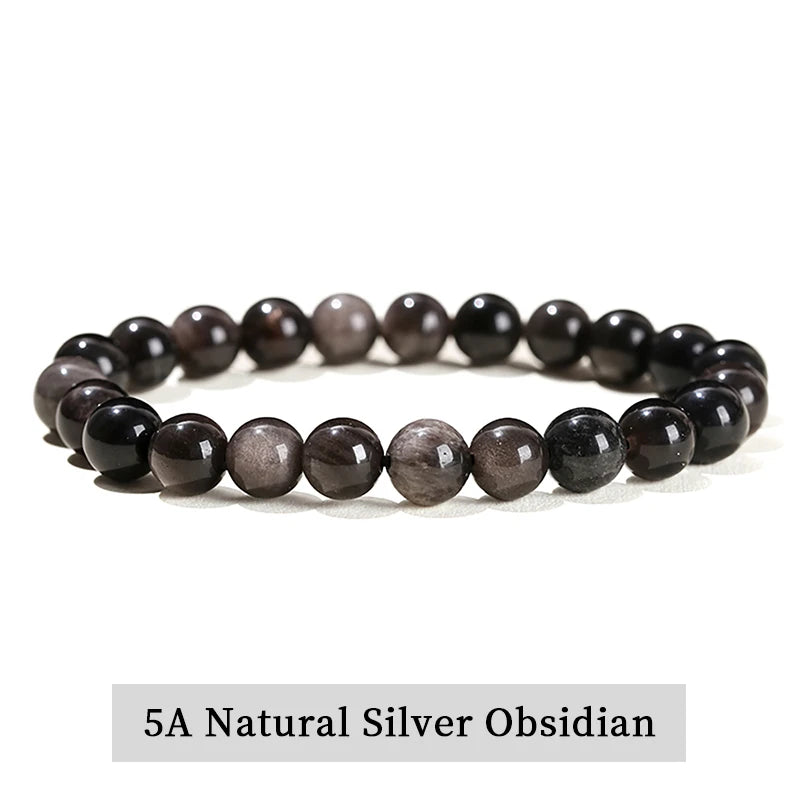 JD Natural Stone Beads Bracelet Amethyst Tiger Eye Crystal Quartz Agate Gem Beads Bangles Women Men Reiki Healling Jewelry Gift - Live Store 4U