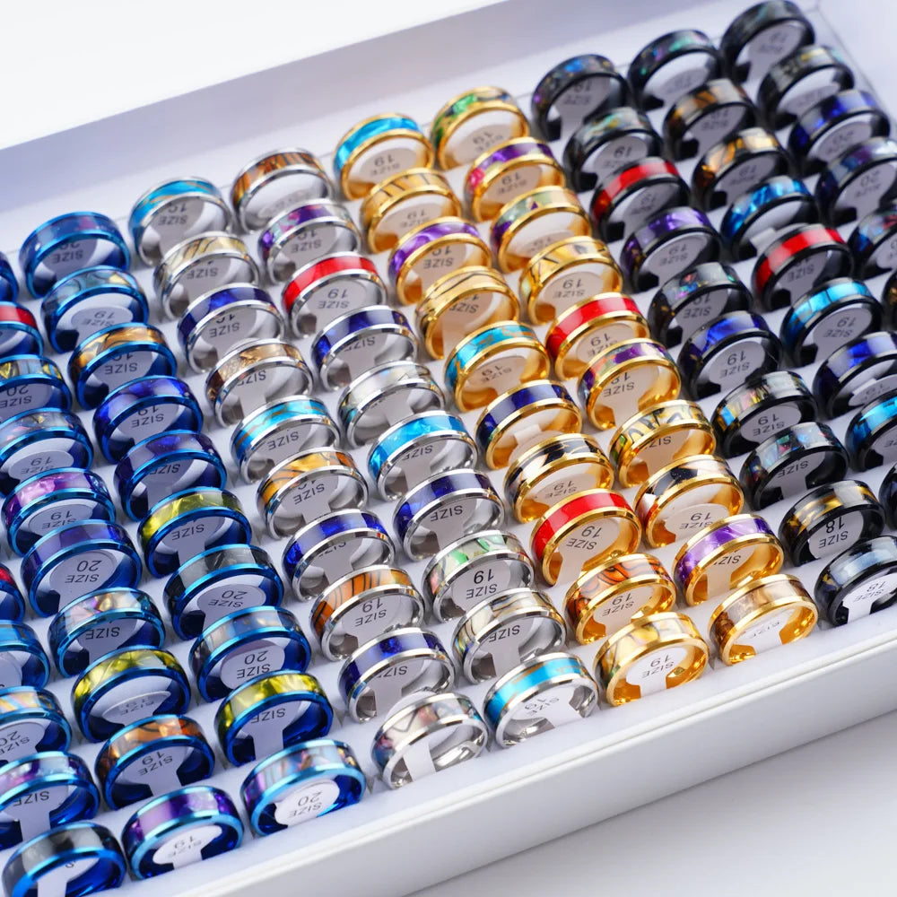 10pcs/lot Wholesale Fashion Simple Stainless Steel Ring For Men Women Beautiful Trendy Punk Jewelry Vintage Birthday Party Gifts - Live Store 4U