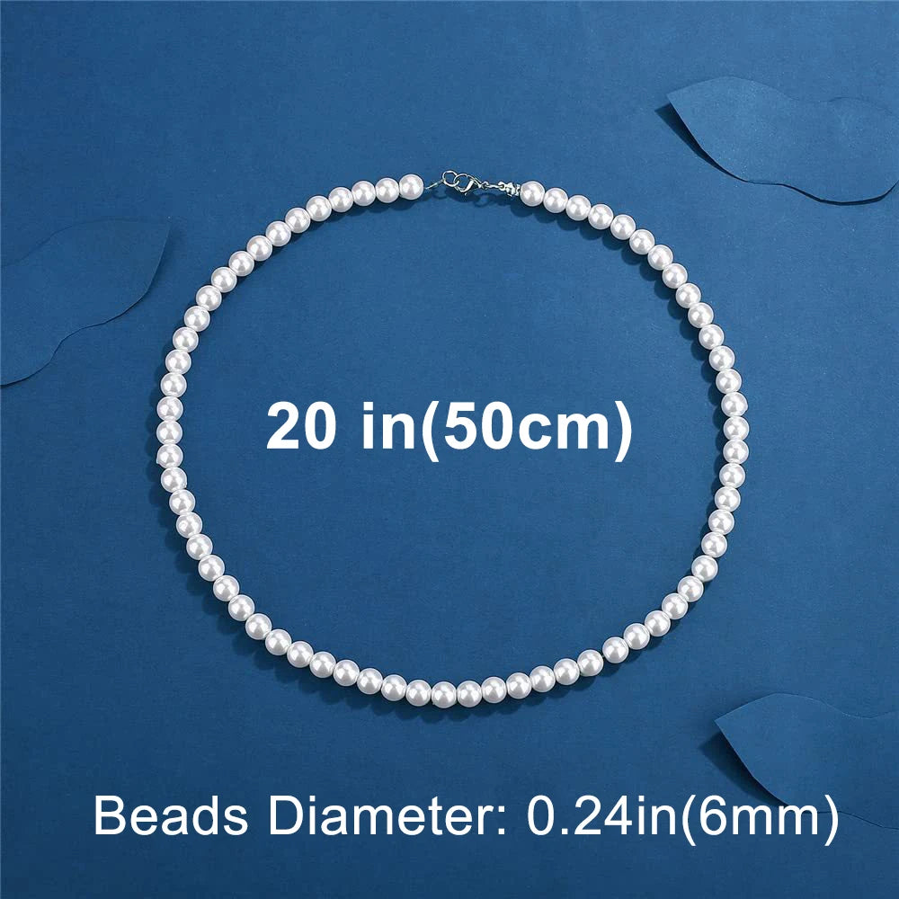 Cool Artificial White Pearl Necklace 1 Pcs Choker Beaded Chain for Men and Women Fashion Jewelry Gift - Live Store 4U