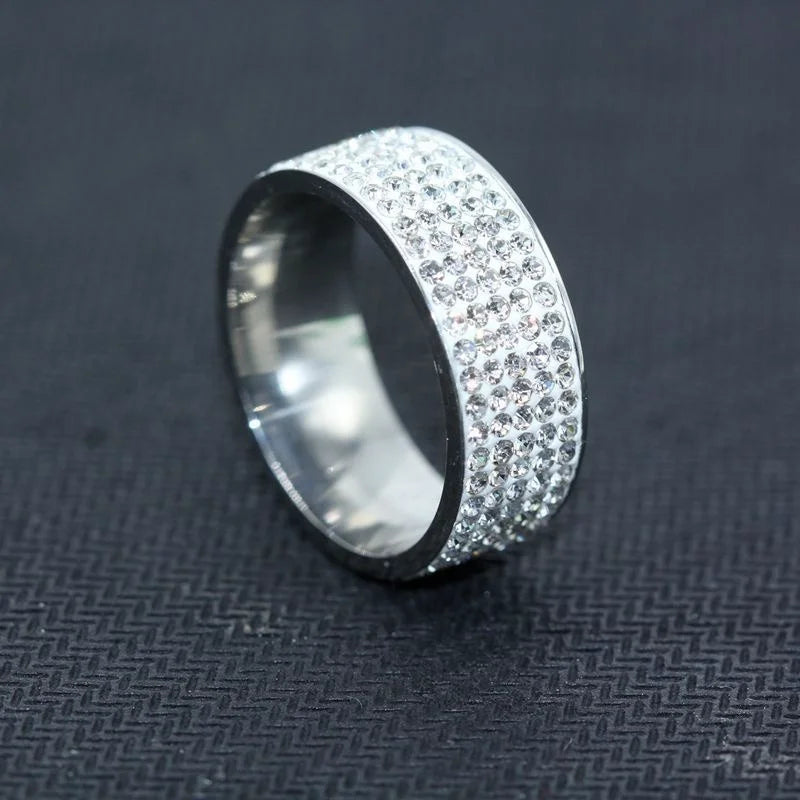 Shine Silver and Gold Color Women Ring Round Inlaid White Zircon Ring for Women Men Engagement Wedding Jewelry Gift - Live Store 4U