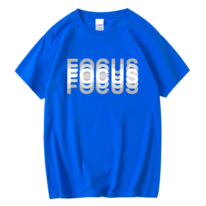 Summer Men's 100% Cotton High Quality Casual Sports Loose Oversized Funny Focus Print Round Neck Short Sleeved T-shirt Tops - Live Store 4U