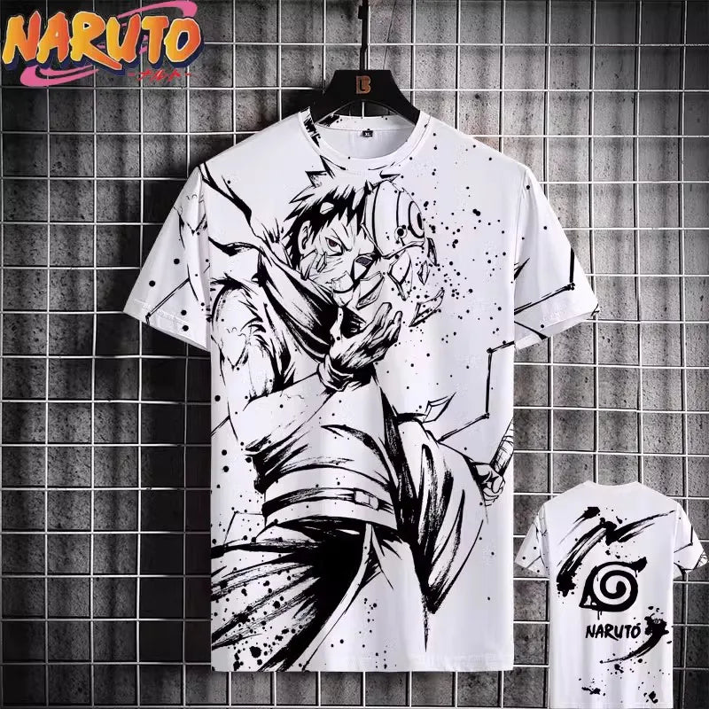 MINISO Naruto Men's T Shirt Japanese Anime 3D Prints Casual Short Sleeve Tees Street Oversized Clothing Fashion Cartoon T-Shirts - Live Store 4U