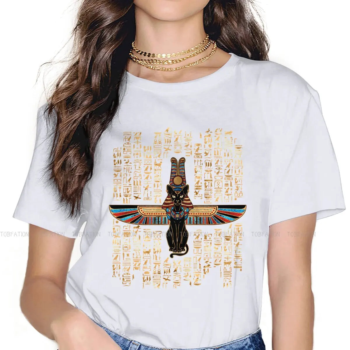 Classic Women Shirts Ancient Egypt Egyptian Korean StyleT-shirt Kawaii 100% Cotton Female Blusas