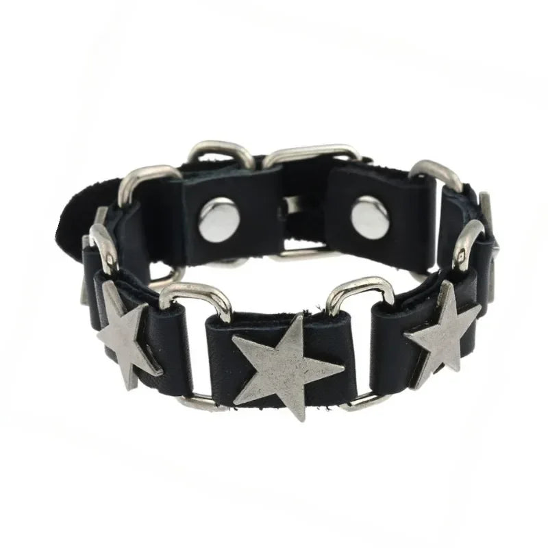 Hip Hop Rock PU Leather Bracelet Men and Women Punk Spikes Rivets Skull Heart Cross Creative Party Bracelet Jewelry Accessories - Live Store 4U