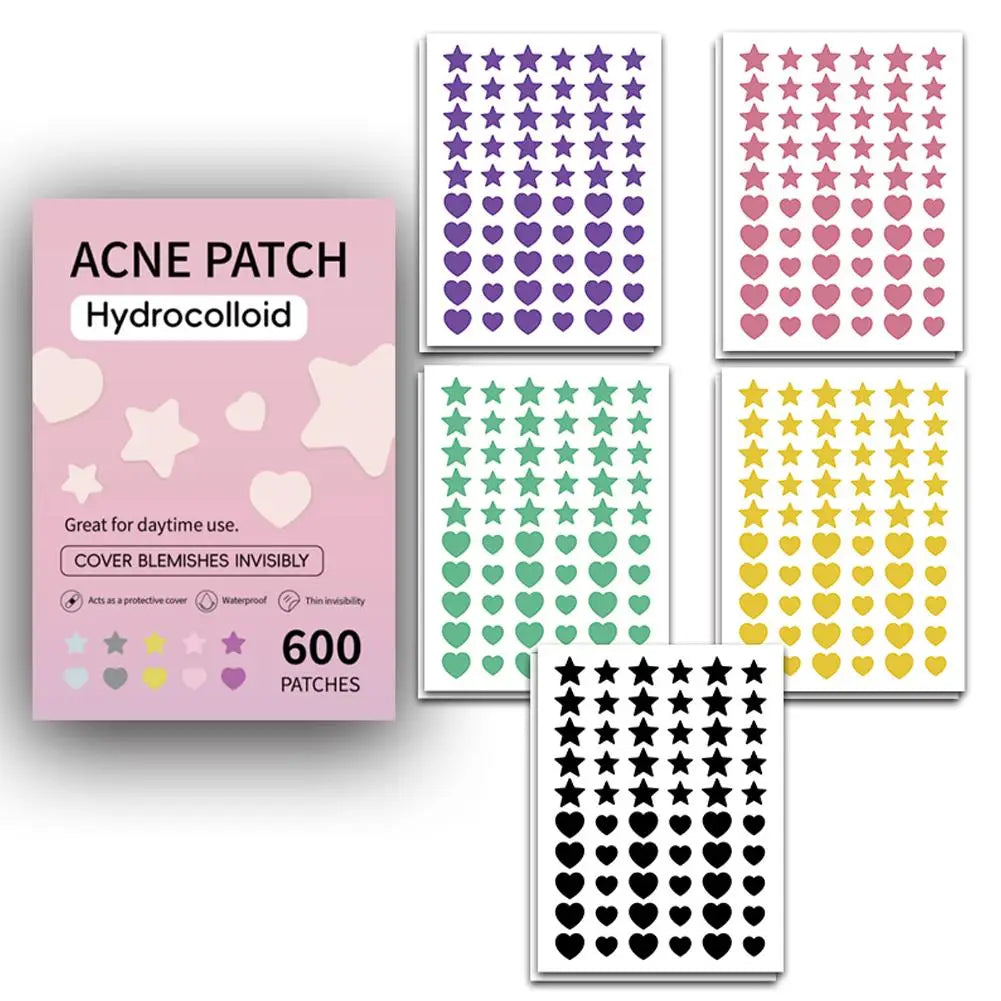 300/600pcs Star Acne Patch Mild Non-irritating Lightens Acne Hydrocolloid Acne Sticker For Blackheads Closed Comedones