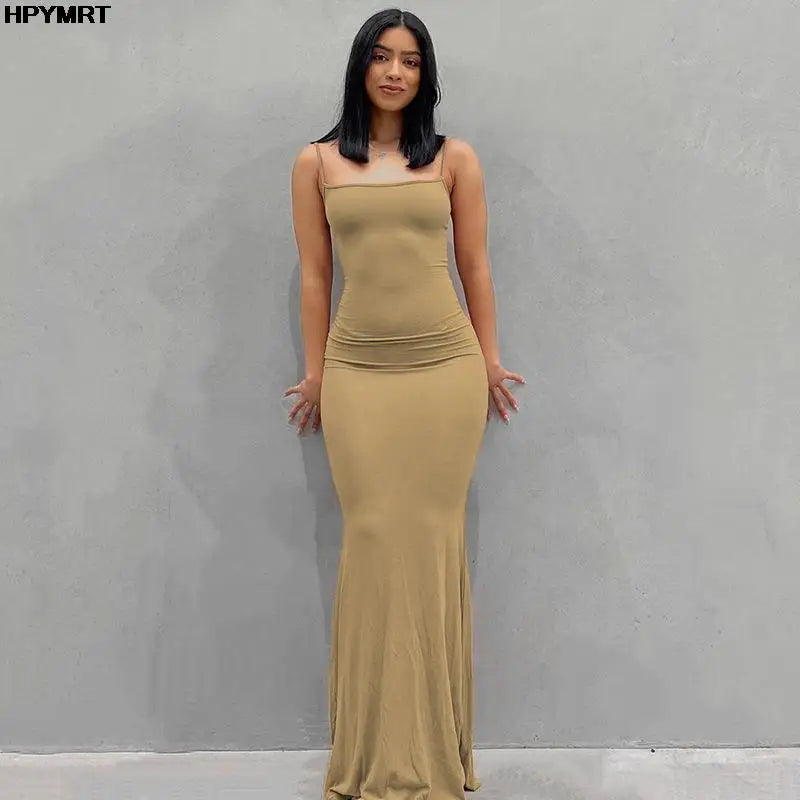 Satin Slip Sleeveless Backless Slim Sexy Maxi Dress 2022 Spring Women Party Y2K Concise Bodycon Elegant Dresses Female Clothing - Live Store 4U