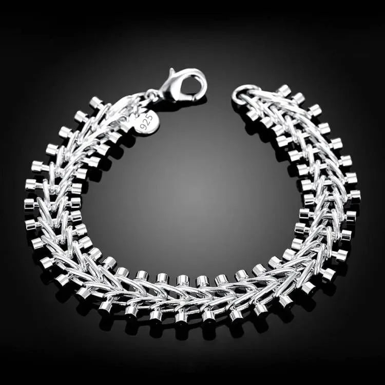 Fine 925 Sterling Silver Noble Nice Chain Solid Bracelet for Women Men Charms Party Gift Wedding Fashion Jewelry Hot Model - Live Store 4U