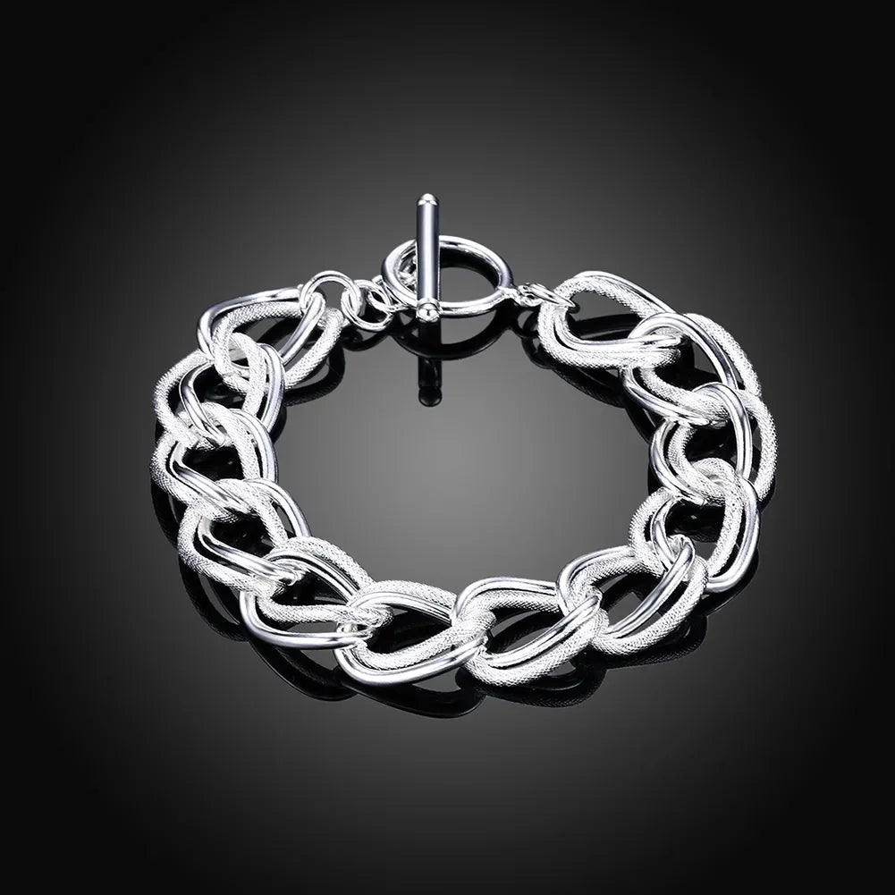 Fine 925 Sterling Silver Noble Nice Chain Solid Bracelet for Women Men Charms Party Gift Wedding Fashion Jewelry Hot Model - Live Store 4U