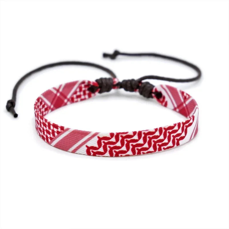 Palestine Bracelet for Men Women Geometric Polka Dot Multicolor Hand Weave Arabic Style Gaza Flag Jewelry Accessories Bracelets