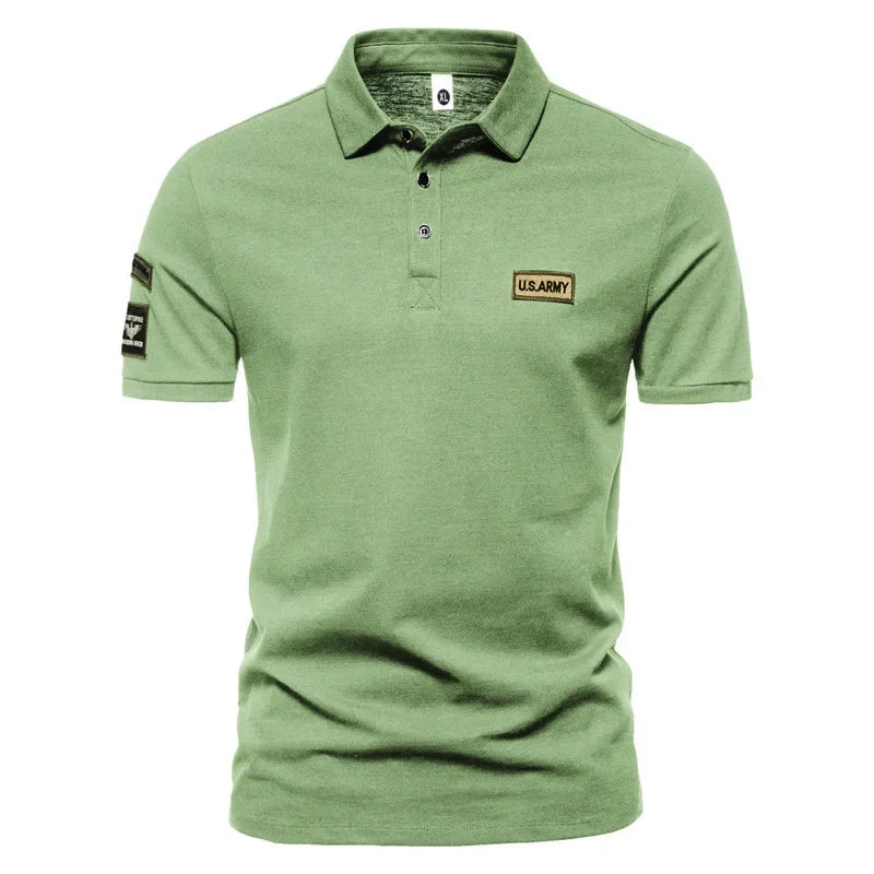 New Men Short Sleeve Tshirts Summer Breathable Embroidered Polo Shirt for Men Lightweight Solid Color Large Tops - Live Store 4U