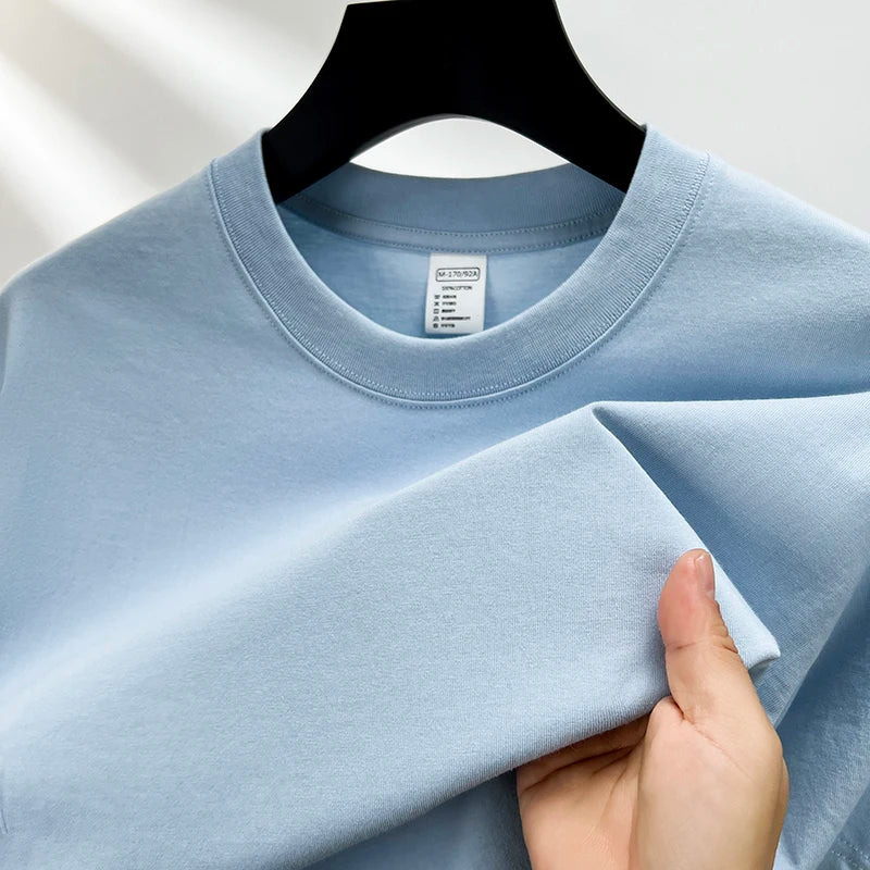 100% pure cotton summer high-end brand men's short sleeve round neck fashionable style half sleeved top breathable T-shirt - Live Store 4U