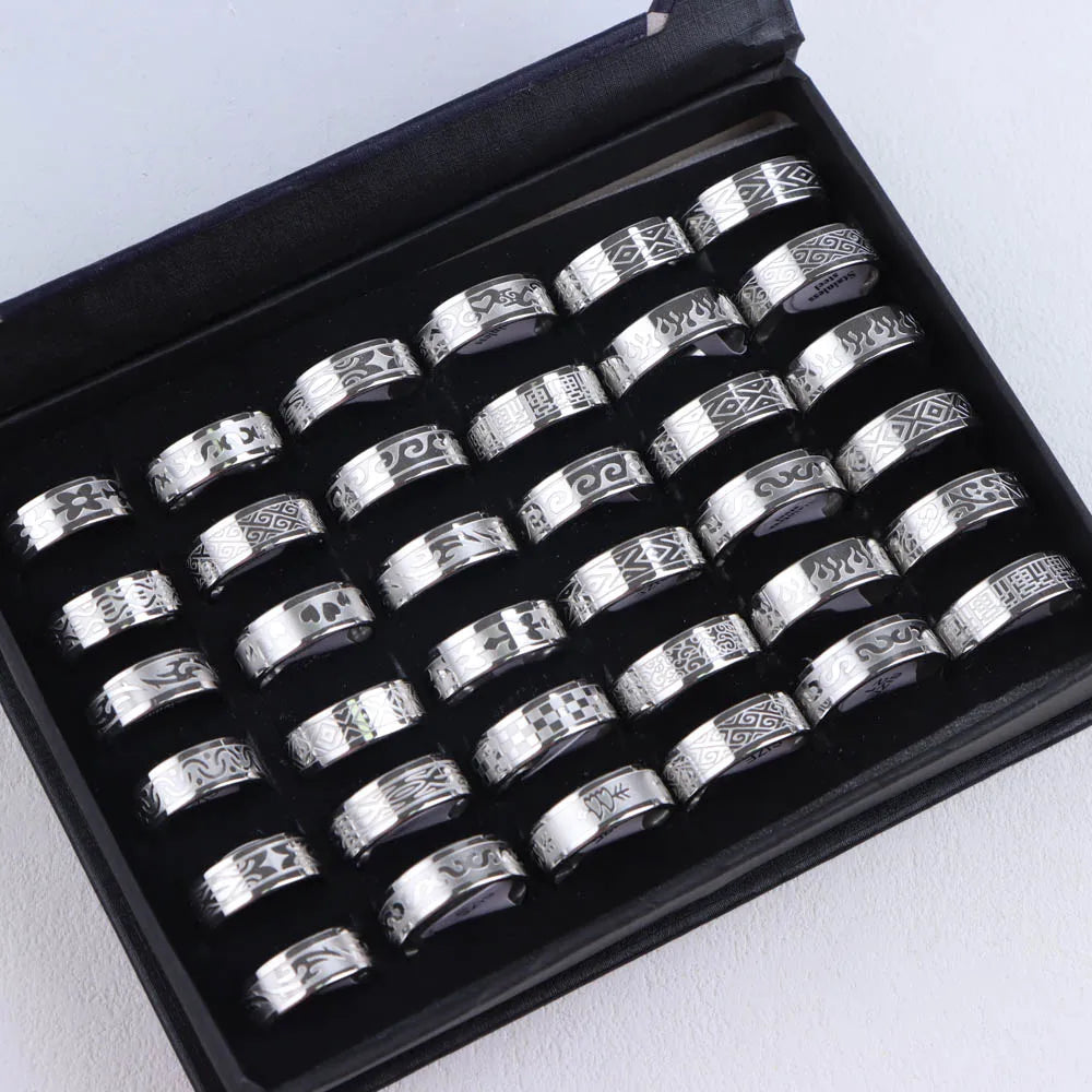 10pcs/lot Wholesale Fashion Simple Stainless Steel Ring For Men Women Beautiful Trendy Punk Jewelry Vintage Birthday Party Gifts - Live Store 4U
