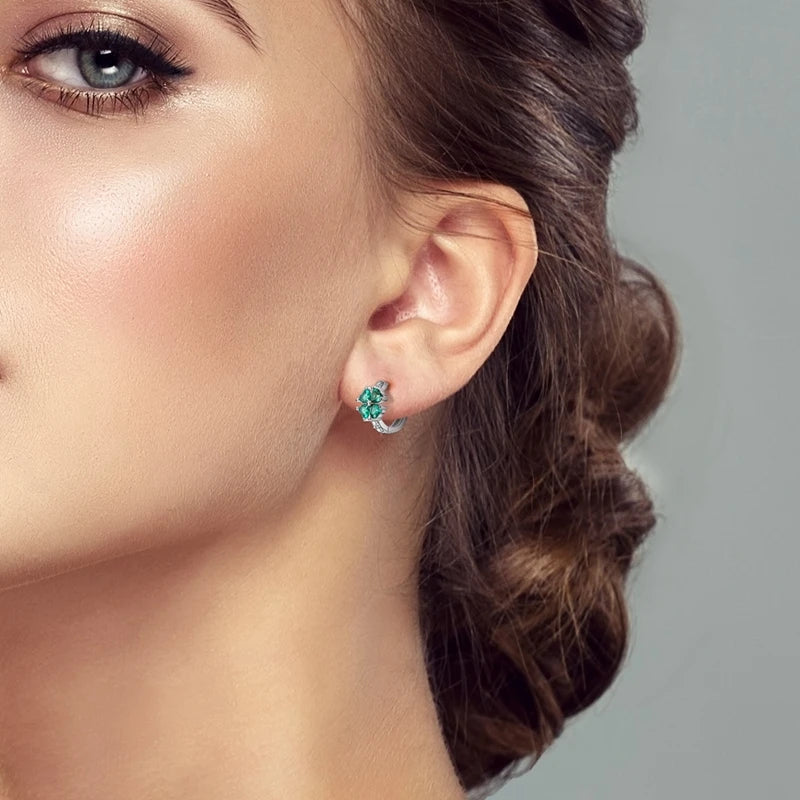 925 Sterling Silver Star Moon Hoop Earrings Sparkling Cubic Zircon Clover Earrings For Women Pretty Wedding Party Jewelry Gifts