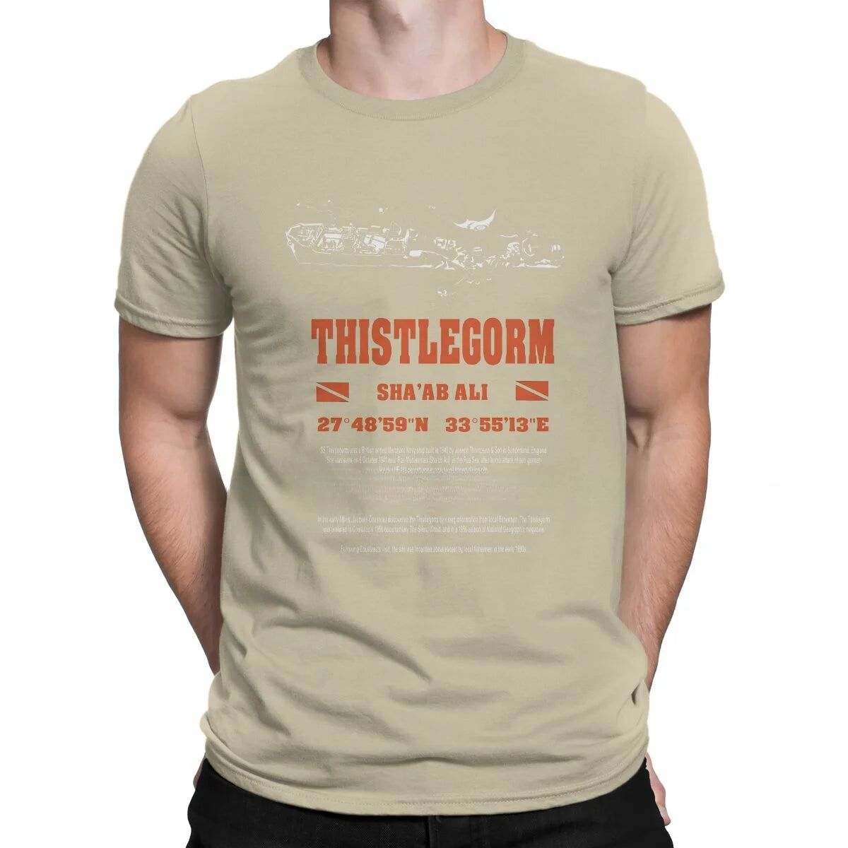 heavyweight Informal Egypt Red Sea Thistlegorm  O Neck TShirt Scuba Diver Adventure Sport Fabric Basic T Shirt Man's
