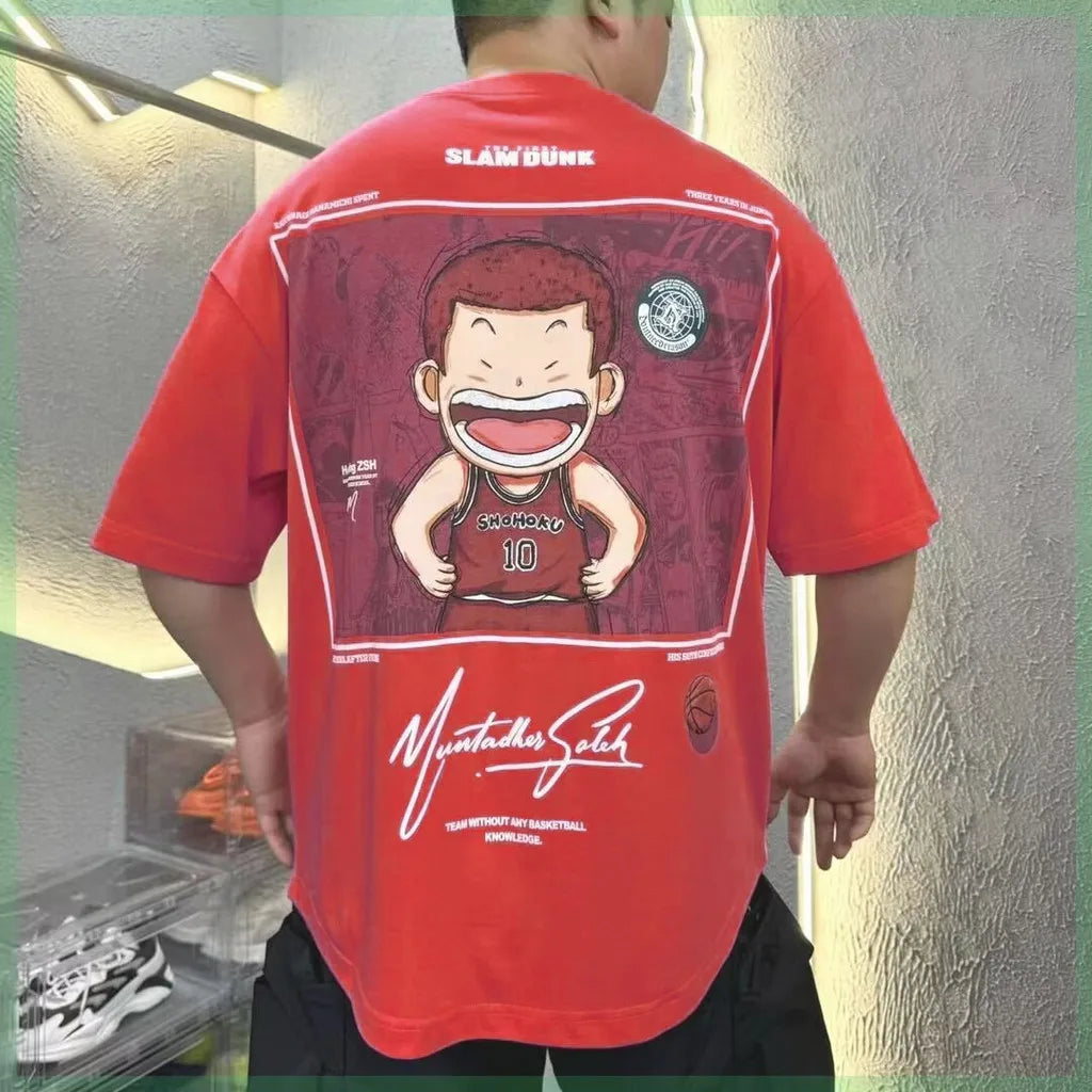 【M-8XL】Men's Oversized Tee Casual Loose Japanese anime slam dunk Printed T-shirt Suitable Men Women - Live Store 4U