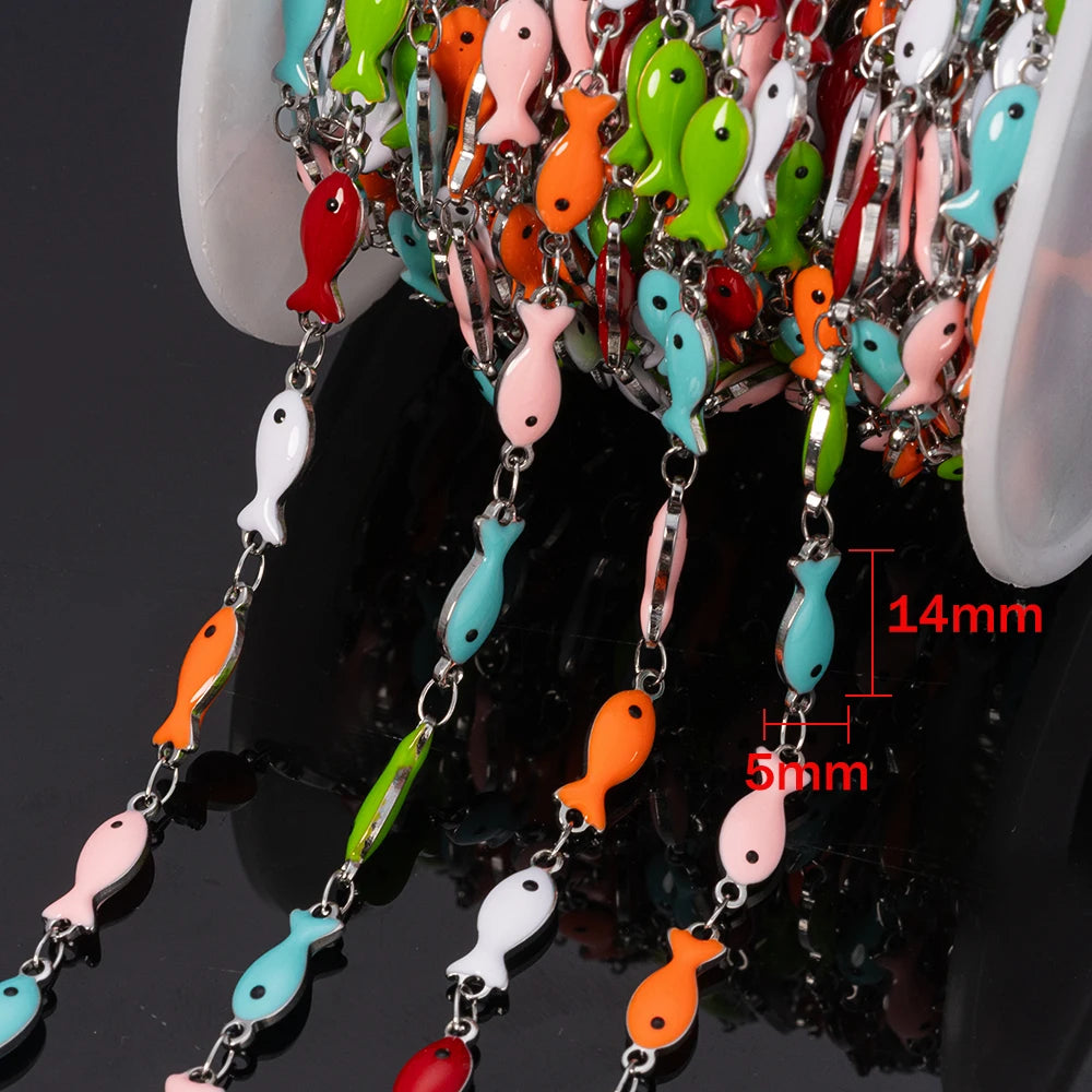 1Meter Stainless Steels Enamel Ocean Animal Charms Chains for DIY Necklaces Making Jewelry Findings Bracelets Anklet Component