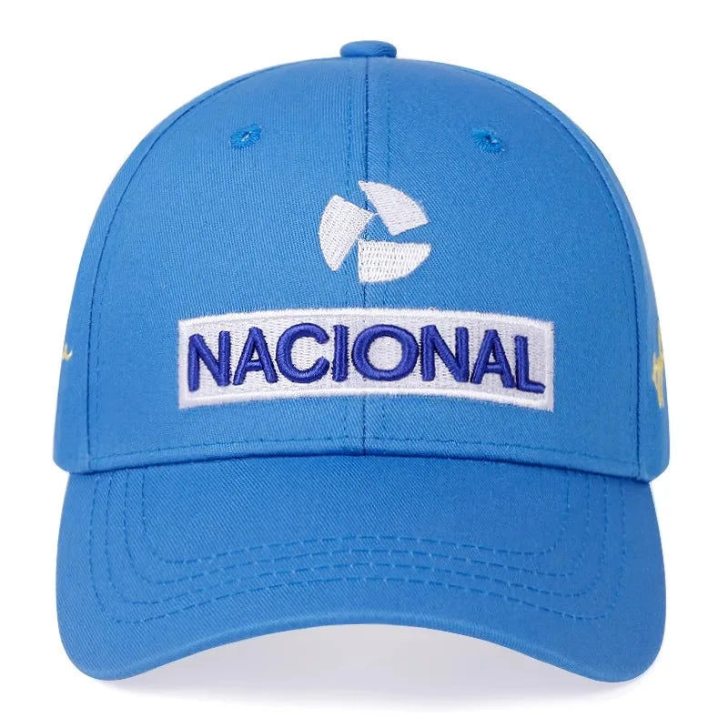 Embroidered "NACIONAL" Baseball Cap with Signature - style Logo