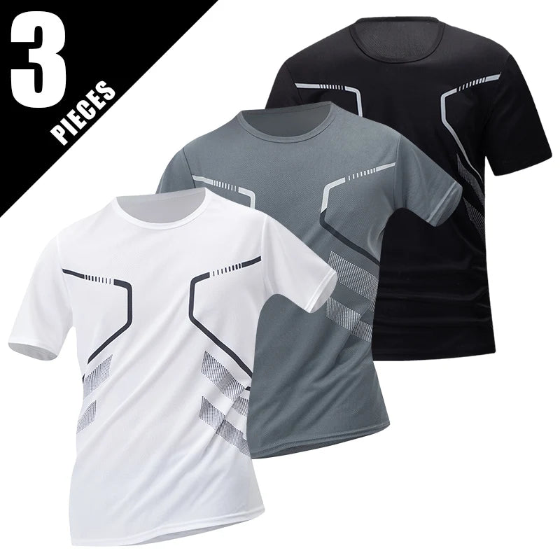 1/3/4 Pieces Summer Men's Printed Quick-drying Breathable Short-sleeved Plus Size Loose Sports Casual T-shirt Multicolor Choice - Live Store 4U